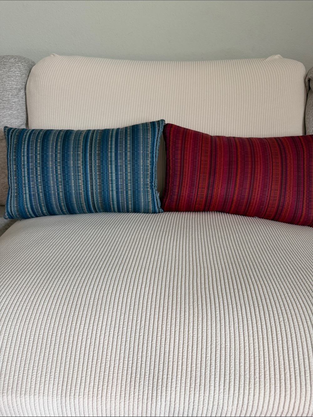 Room and Board Striped Blue and Red Lumbar Accent Pillows